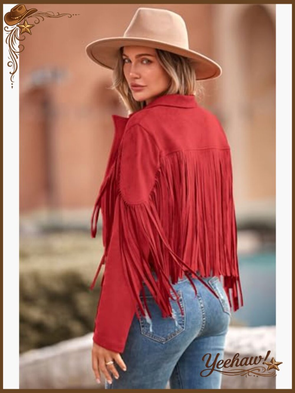 Fringe Faux Suede Leather Motorcycle Cropped Coat Jacket - Picture 2 of 7